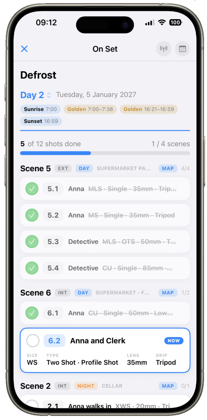 On-Set mode on iPhone